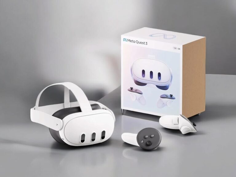 Meta Quest 3 128GB Mixed Reality Headset showcasing high-resolution display and sleek design for immersive VR/AR experiences