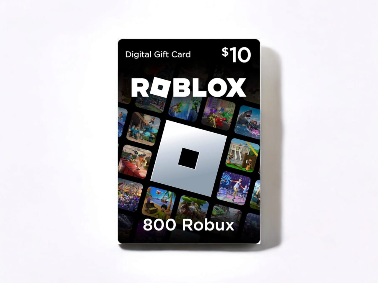 Digital image of a Roblox gift code for 800 Robux, featuring vibrant colors and the Roblox logo