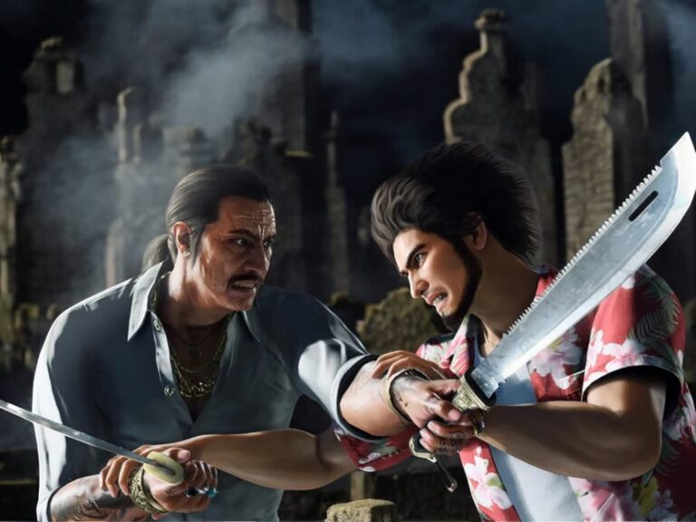 Like a Dragon: Infinite Wealth ALT text: Screenshot from Like a Dragon: Infinite Wealth, showing protagonist Ichiban Kasuga in a vibrant city setting, preparing for a quirky, action-packed encounter amidst detailed urban scenery.