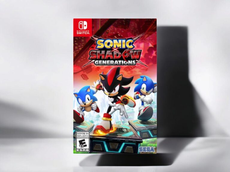 Sonic X Shadow Generations game cover for Nintendo Switch, featuring Sonic and Shadow in an epic adventure